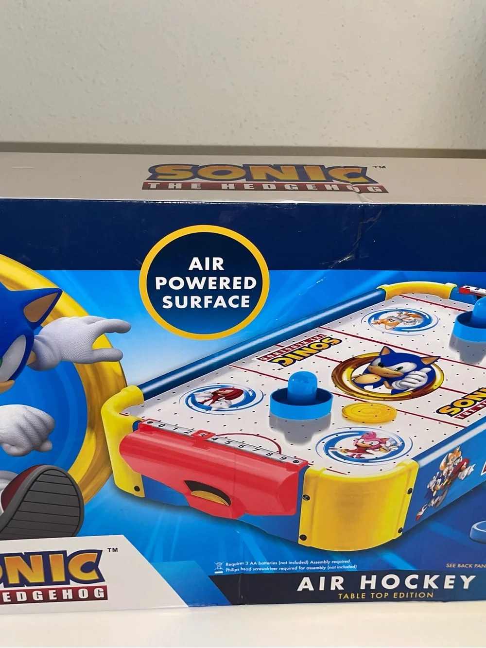 Air Hockey Table - Blue/Yellow in damaged box